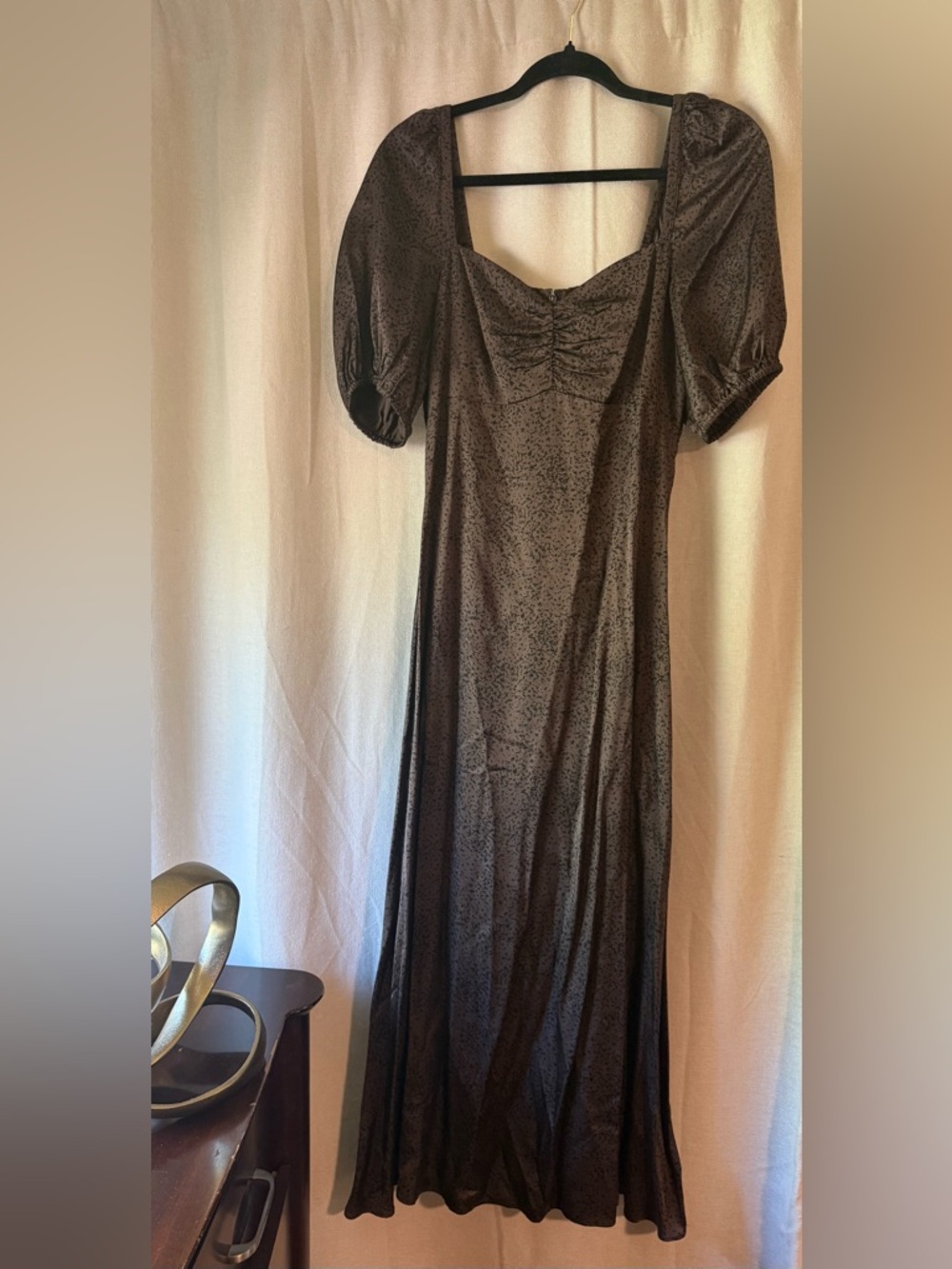 Madewell Black Midi Dress with Puff Sleeves